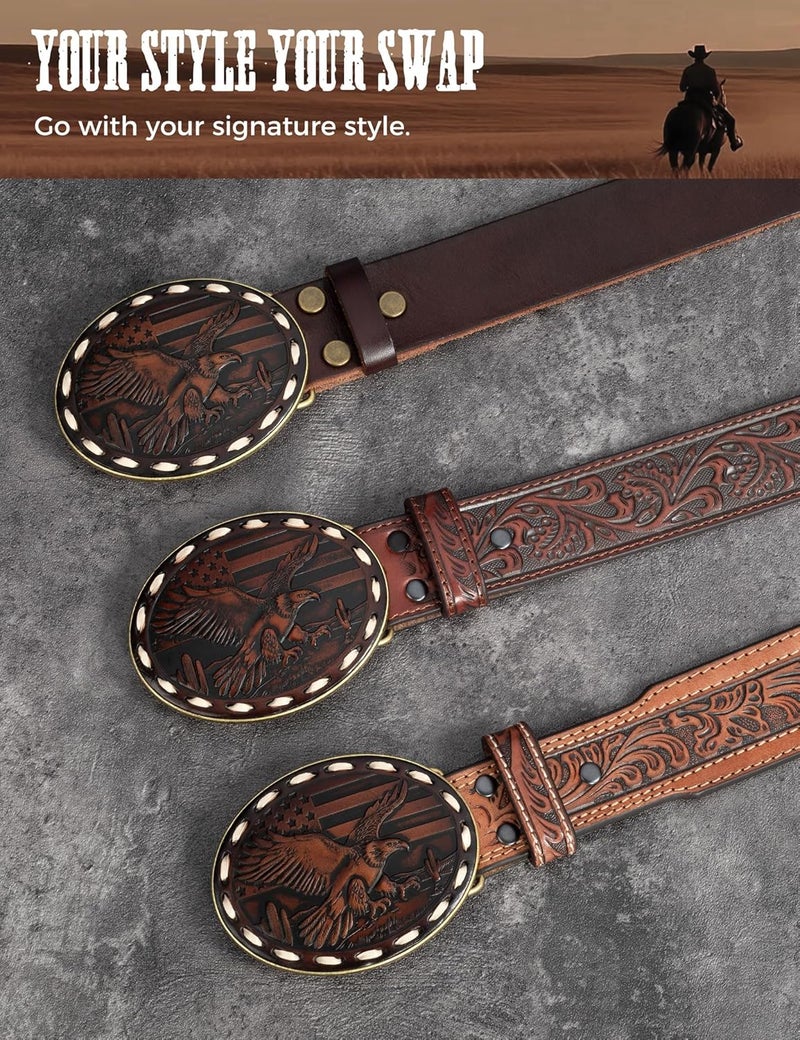 Biybletes Store Western Belt Buckle – 3D Engraved Genuine Leather Cowboy & Cowgirl Belt Buckle Fits 1.5 Inch Belts - Image 4